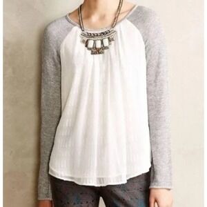 Anthropologie Sunday in Brooklyn Swiss Dot Blouse Long‎ Sleeve Casual Top XS